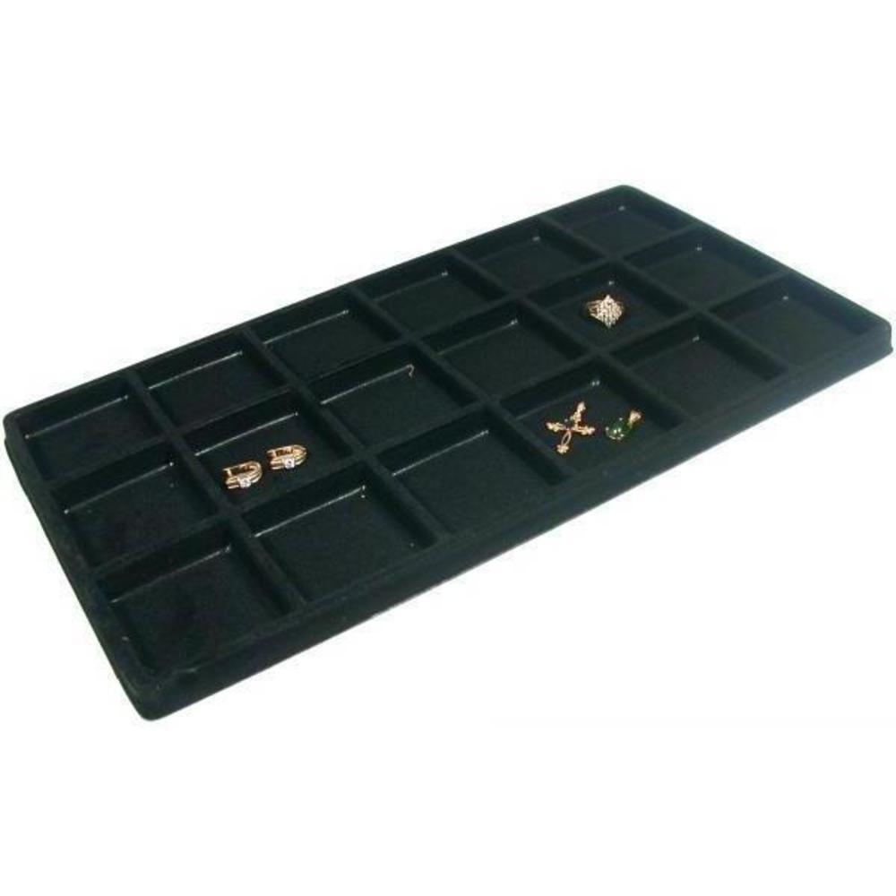 2 Black 18 Slot Coin Jewelry Showcase Display Tray Inserts