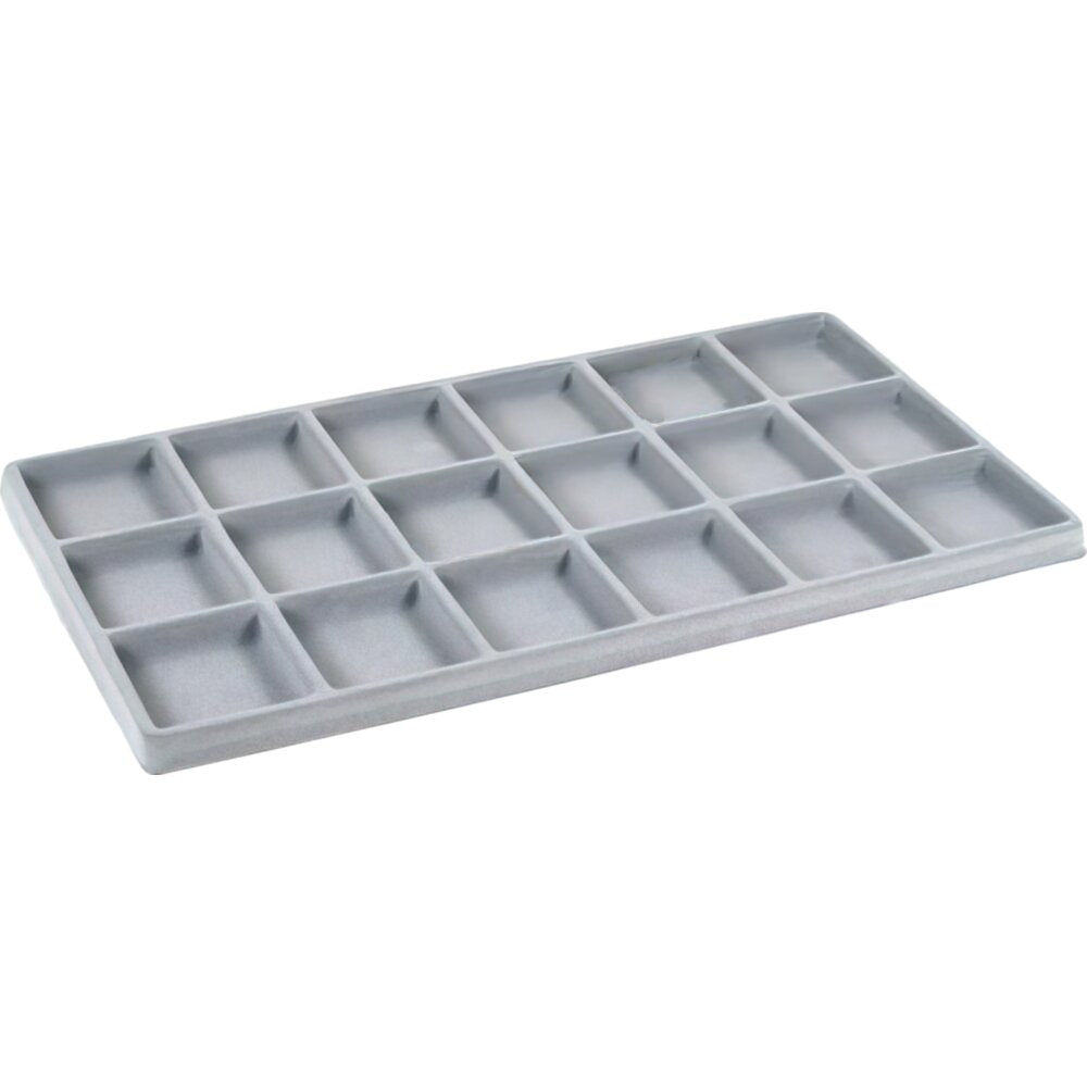 18 Compartment Display Tray Inserts Flocked 14 1/8"