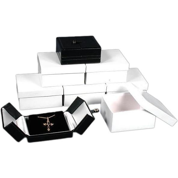 6 Earring Pendant Boxes Black Leather Gift Case Display