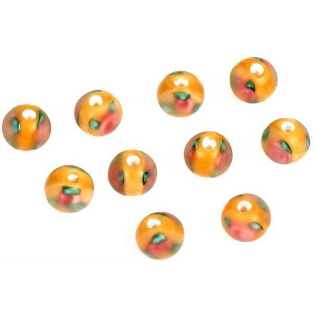 Lampwork Round Matte Glass Beads Amber Color 6mm 10Pcs