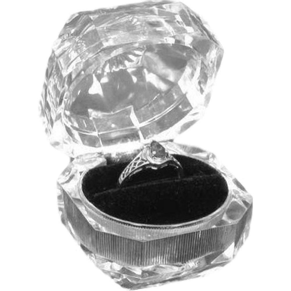 12 Clear Crystal Ring Gift Boxes 1 7/8"
