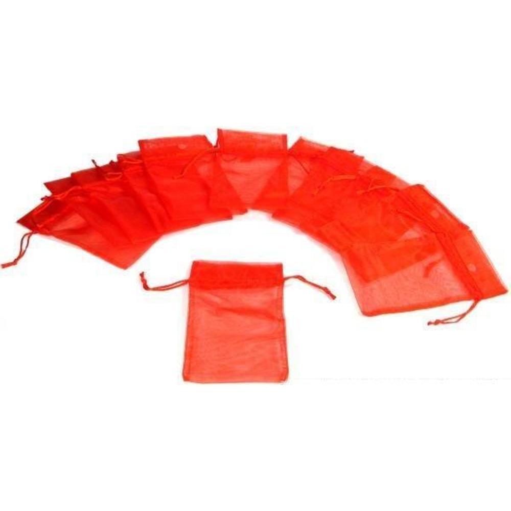 Red Organza Drawstring Jewelry Gift Bag Pouches 4" x 5" Kit 96 Pcs
