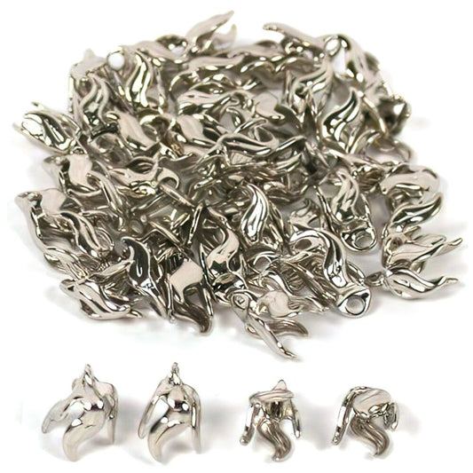 48 Bead Caps Necklace Pendant Chain Bails Beading Part!