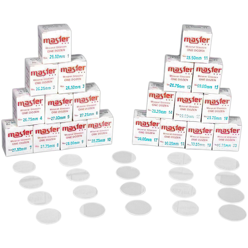 Mineral Glass Watch Crystal Set 26-30.75mm 240Pcs