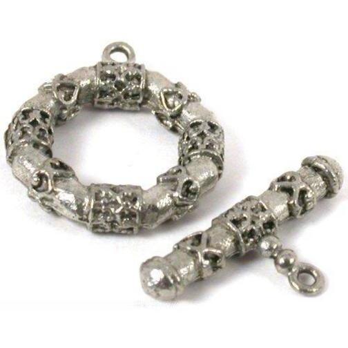 Bali Toggle Clasps Antique Silver Plated 24mm 3Pcs