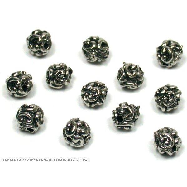 12 Bali Beads Round Wire Necklace Bracelet Parts