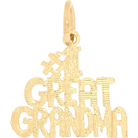 #1 Great Grandma Charm Diamond-Cut 14k Gold 13mm