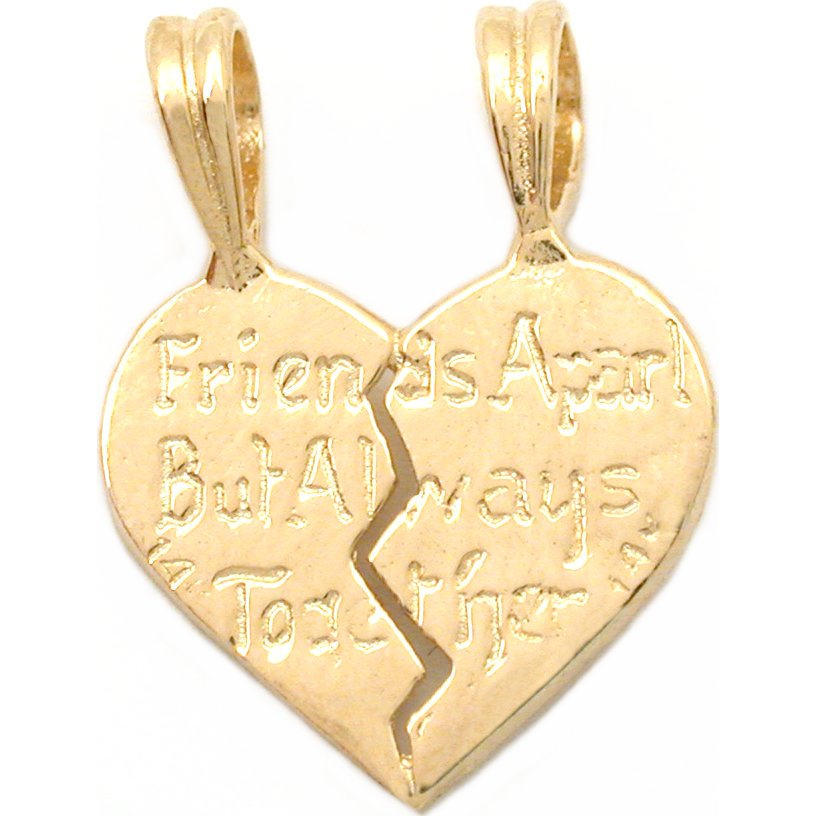 Best Friend Heart Charm Breakable 14k Gold 16mm