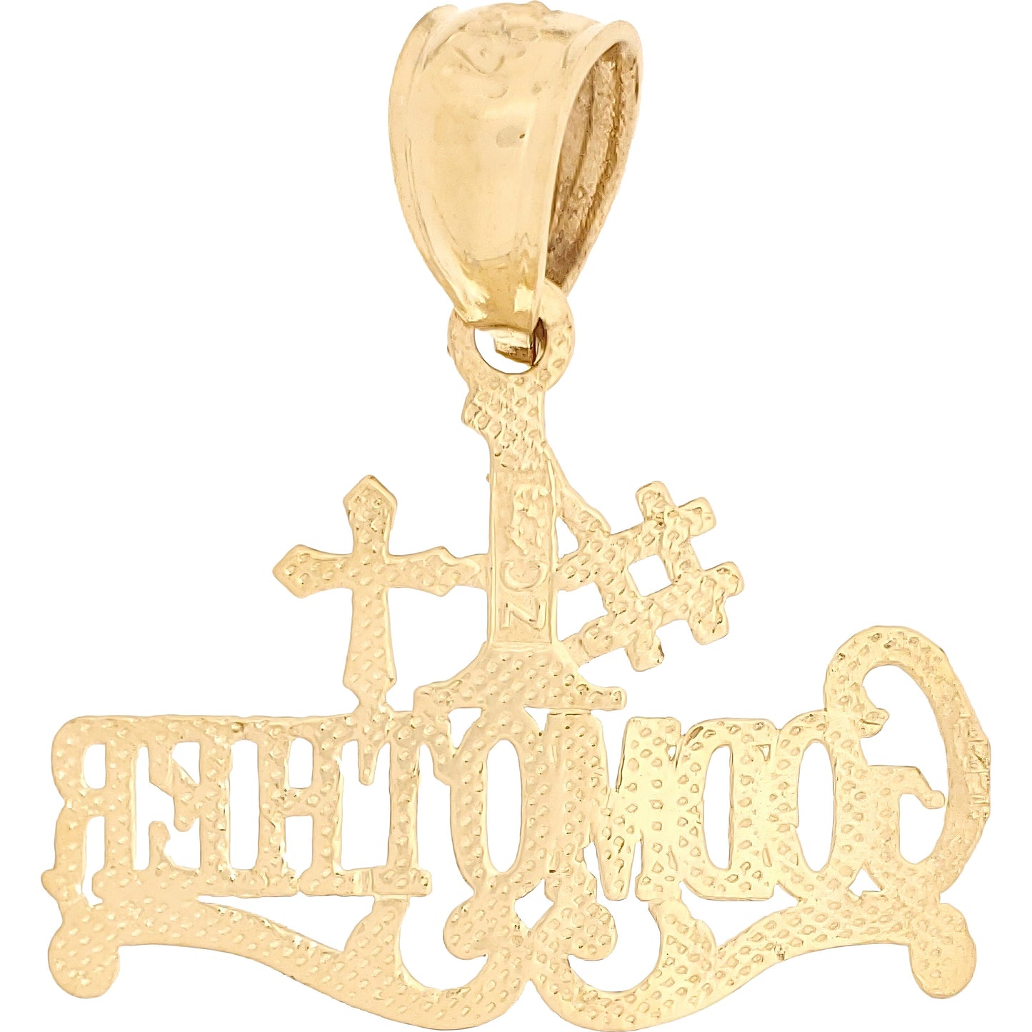 #1 Godmother & Cross Charm 14k Gold 16mm