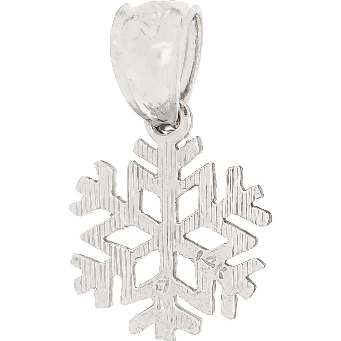 Snowflake Charm 12mm & 18" Cable Chain 14K White Gold 2Pcs