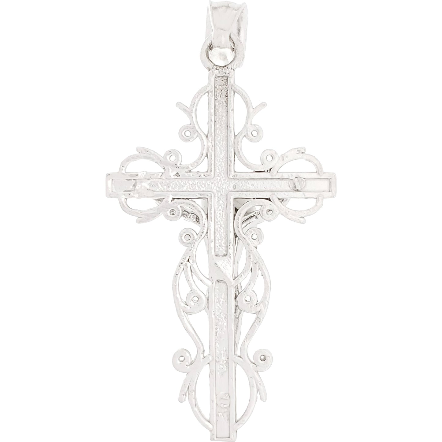 Crucifix Charm 28mm & 18" Chain 14k White Gold