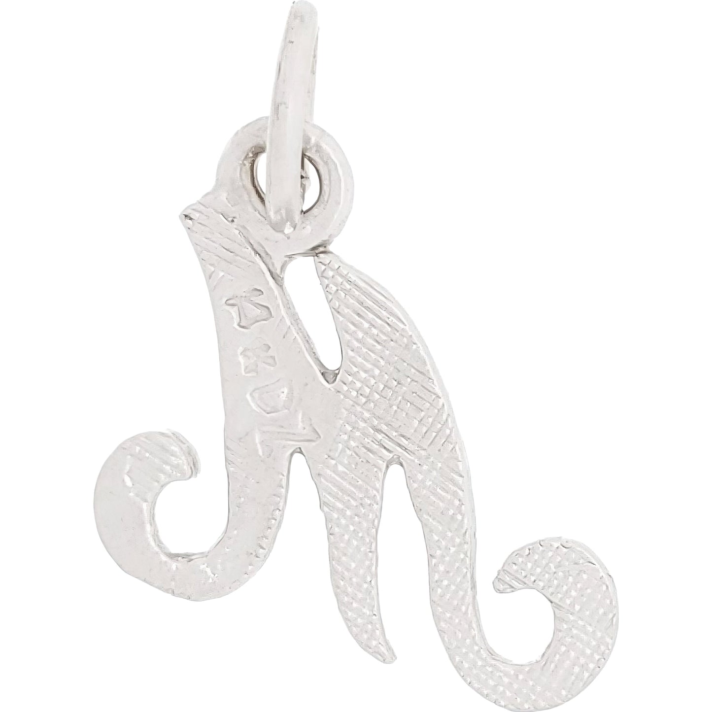Cursive Letter "M" Charm 14k White Gold 13.5mm