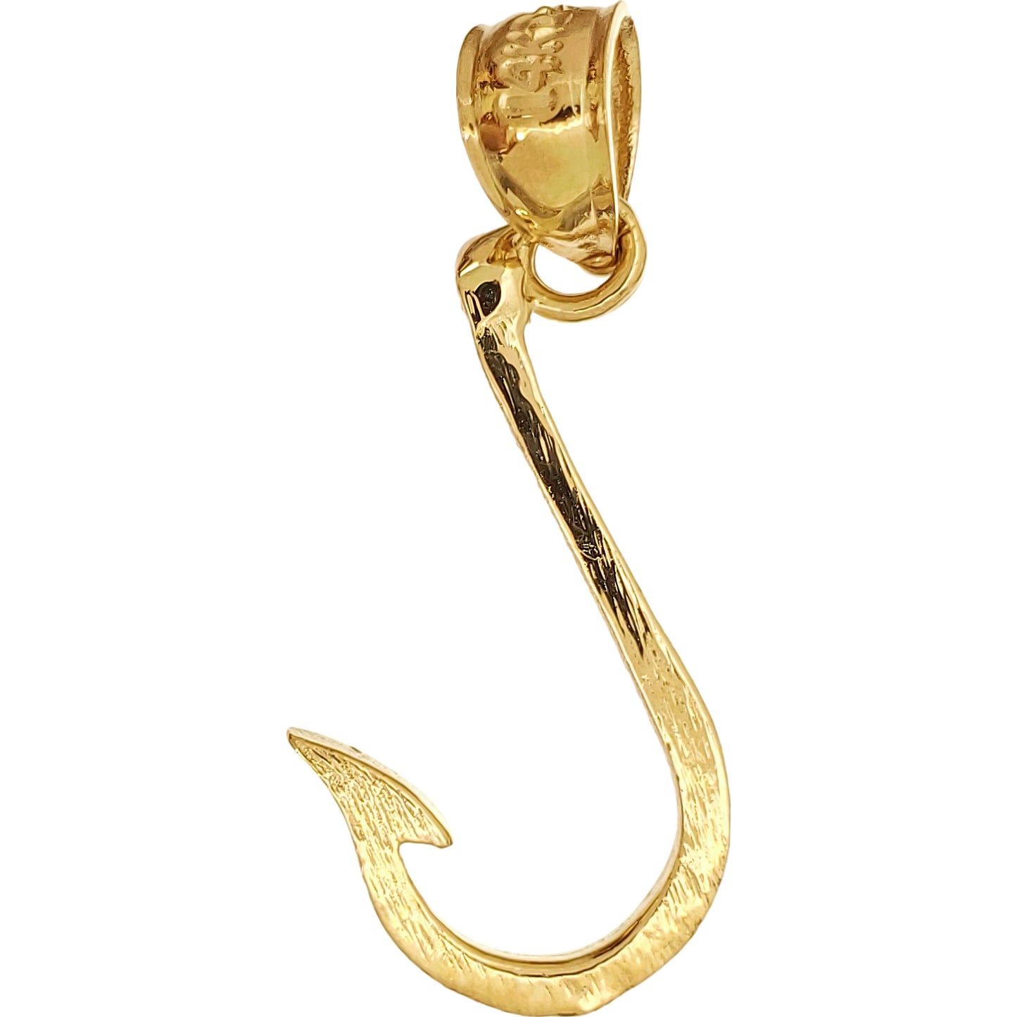 Fishing Hook Charm 14k Gold 22mm
