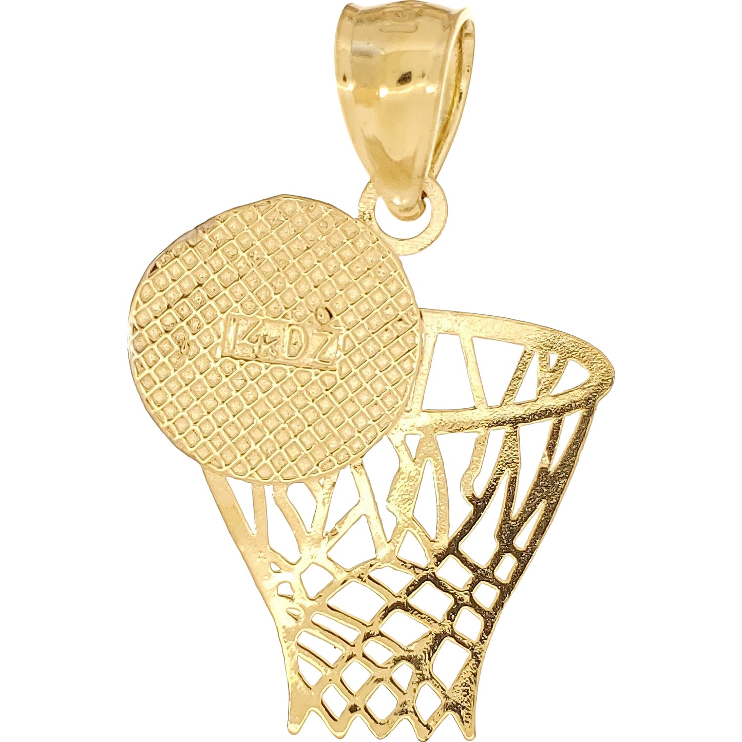 Basketball Hoop Charm 18mm & 18" Chain 14k Gold