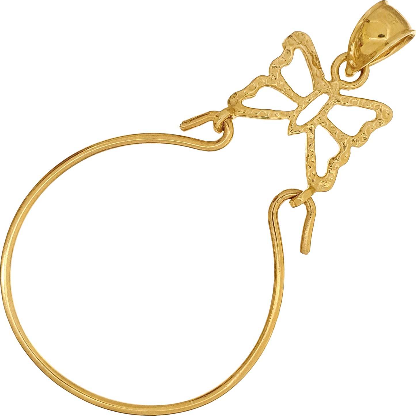 Butterfly Charm Holder 14K Gold 34mm