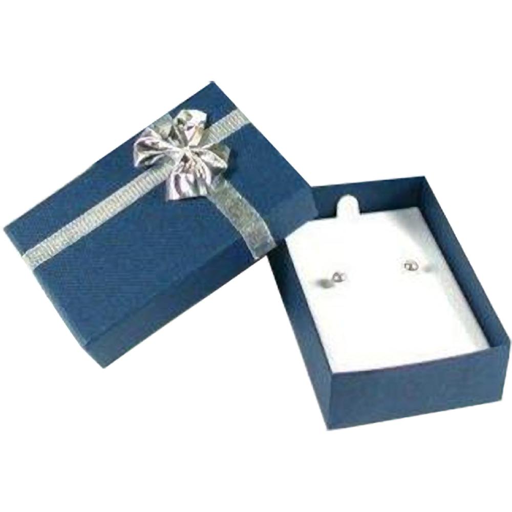 6 Bow Tie Earring Gift Boxes Blue Silver Jewelry Box