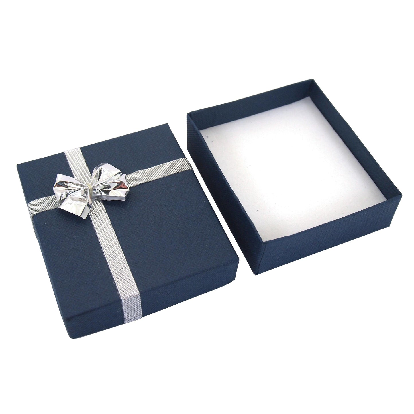 14K White Gold Heart Charm with 18" White Gold Cable Chain & Gift Box