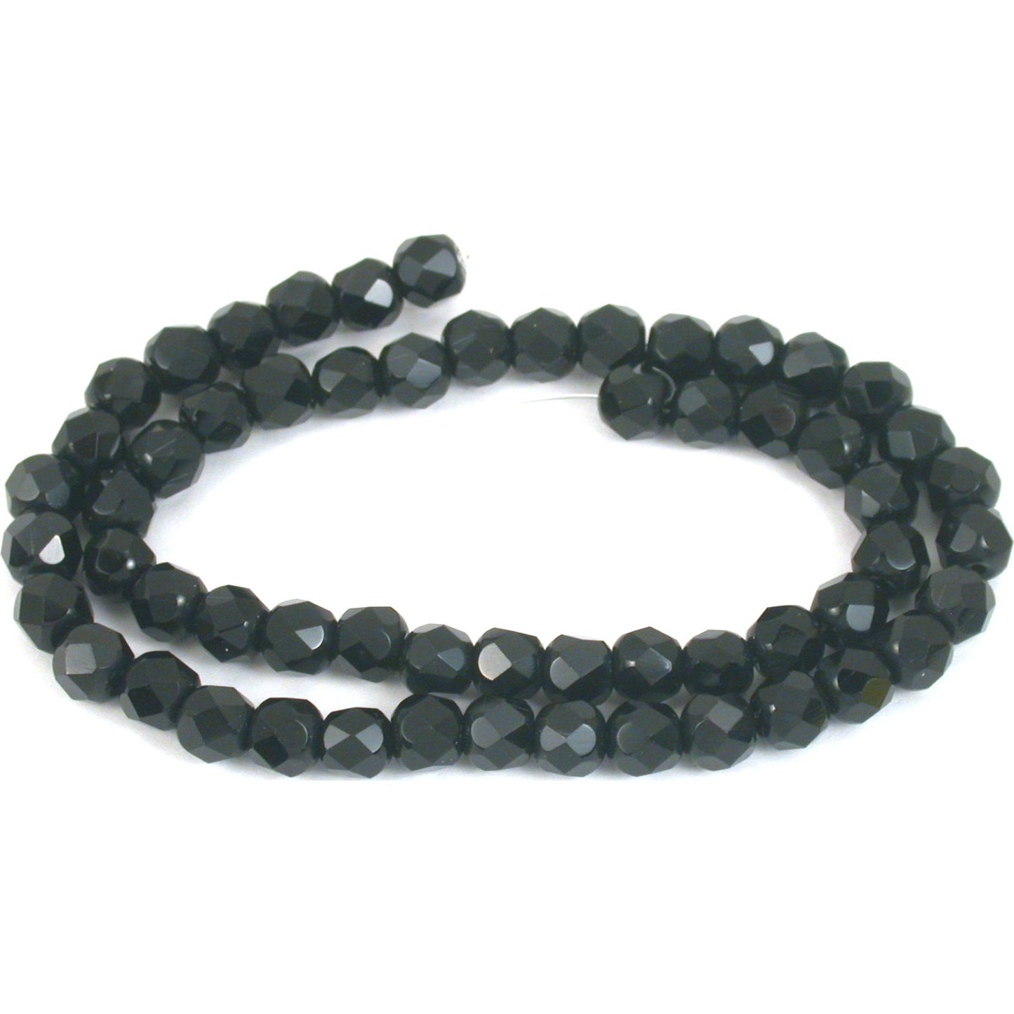 Round Faceted Fire Polished Chinese Crystal Beads Black 6mm 2 Strands