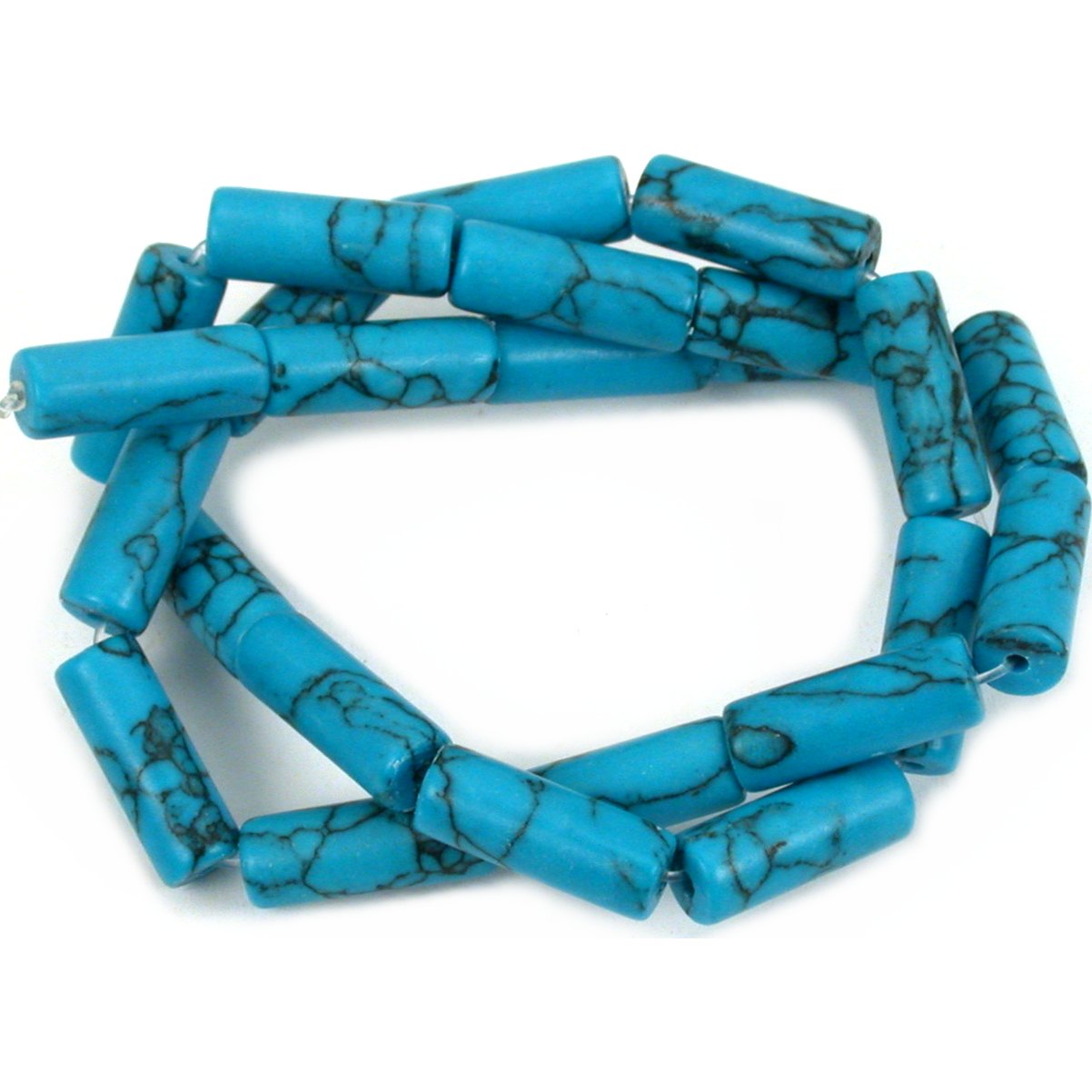 Turquoise Matrix Synthetic Tube Beads 16mm 1 Strand