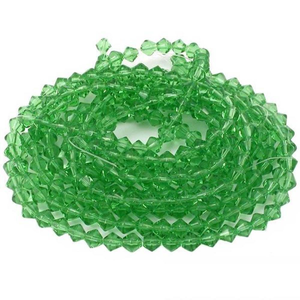 Bicone Faceted Chinese Glass Beads Green 6mm 5 13" Strands