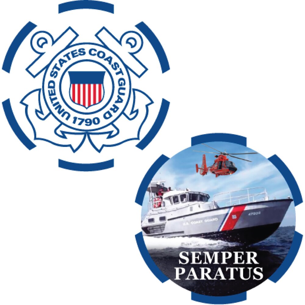 CH3550 Blue U.S. Coast Guard Logo "Semper Paratus" Challenge Coin (1-3/4'')