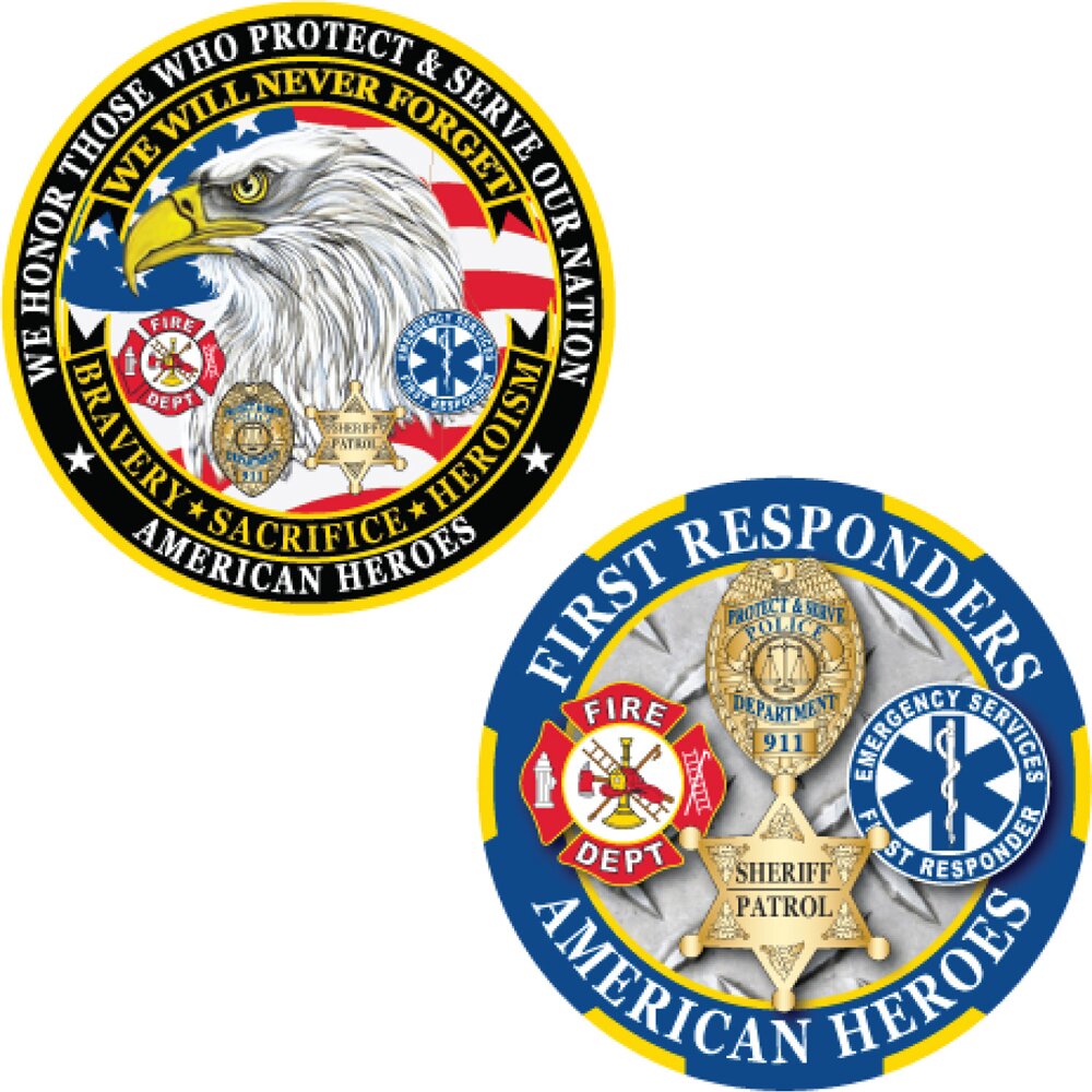 CH3625 U.S. First Responders "We Will Never Forget" Challenge Coin (1-3/4'')