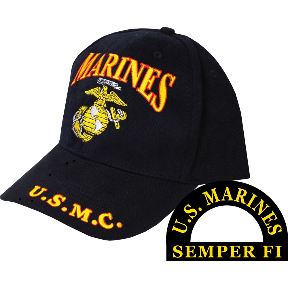 CP00329 U.S. Marine Corps Black Hat Semper Fi Logo Emblem
