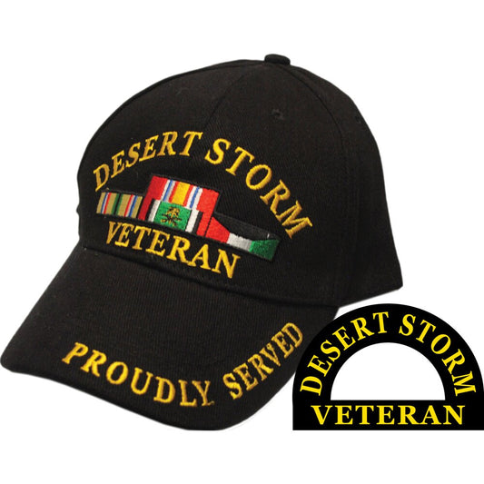 CP00607 Black U.S. Desert Storm Veteran Embroidered Cap