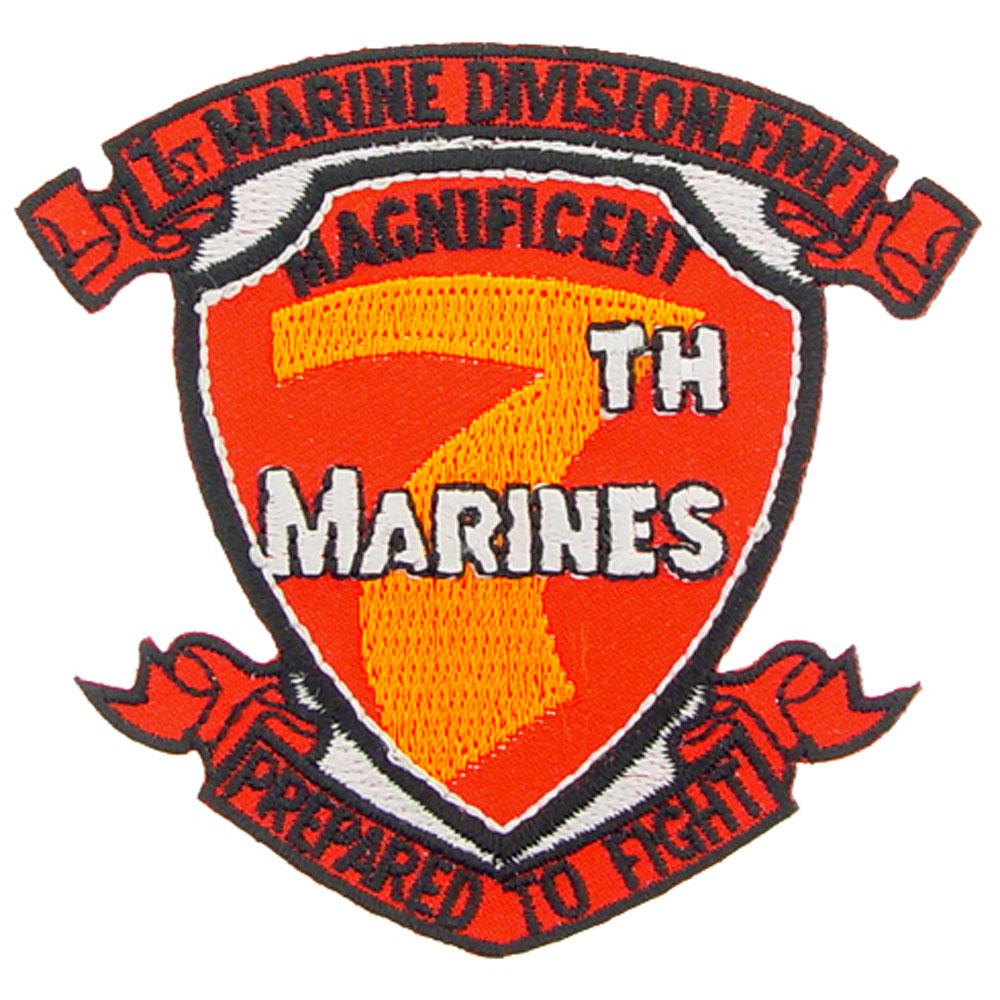 U.S.M.C. 7th Marine Regiment Patch Red & Yellow 3"