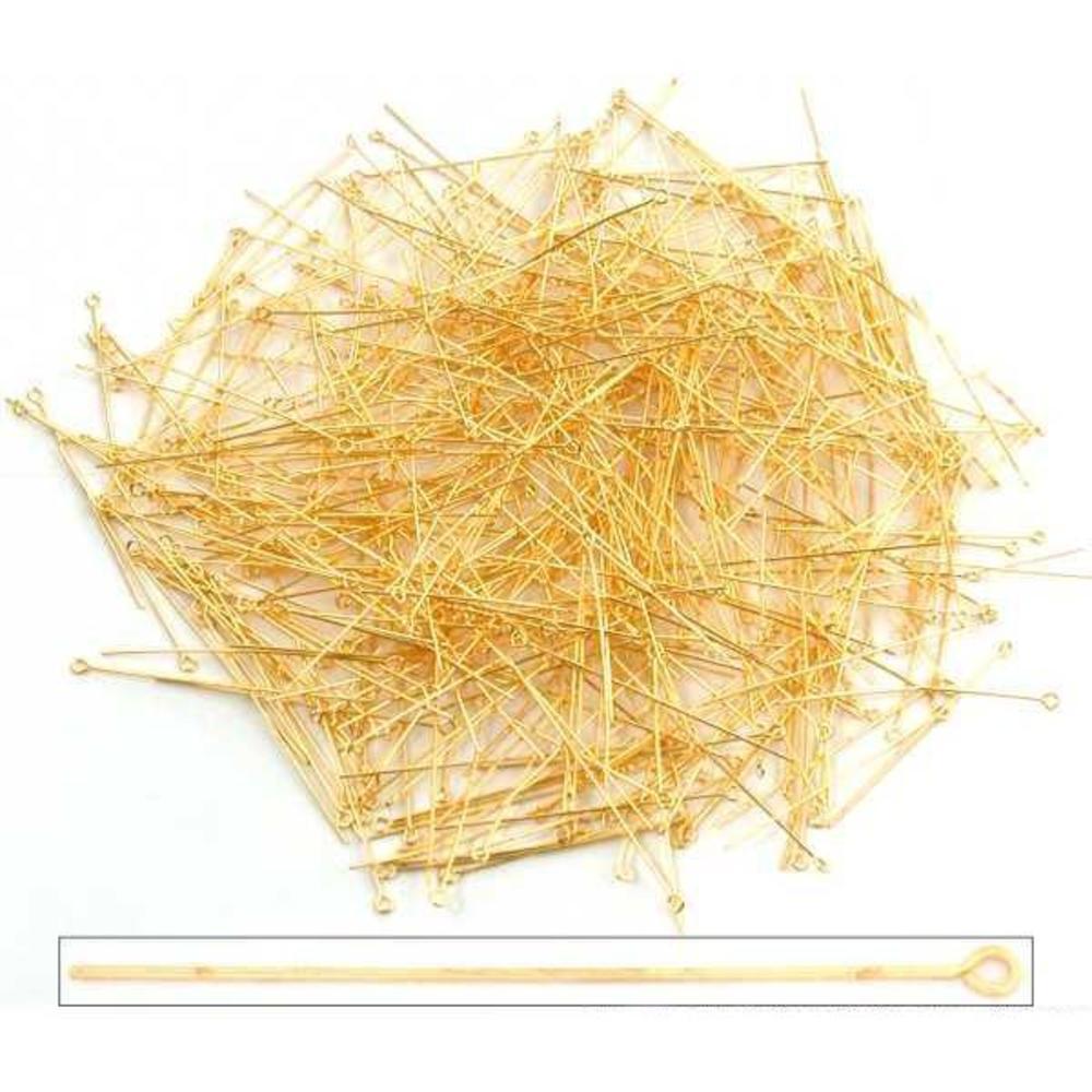 Eye Pins Brass Plated 21 Gauge 2" 500Pcs
