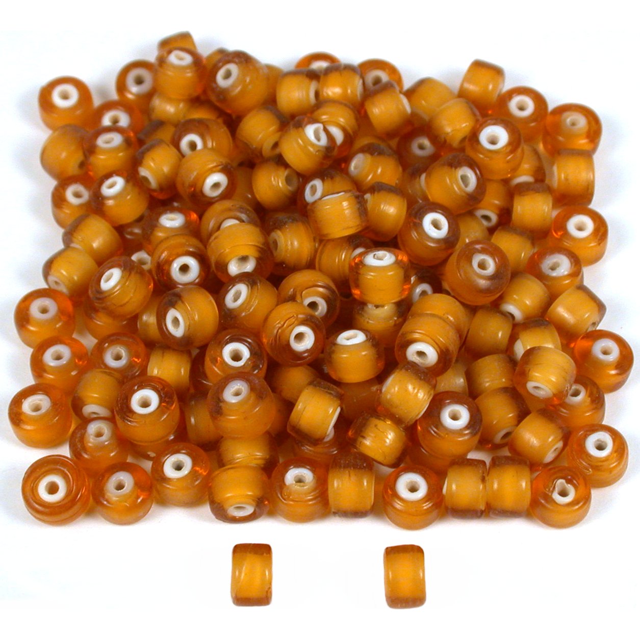 Lampwork White Heart Glass Beads Light Topaz 50 Grams