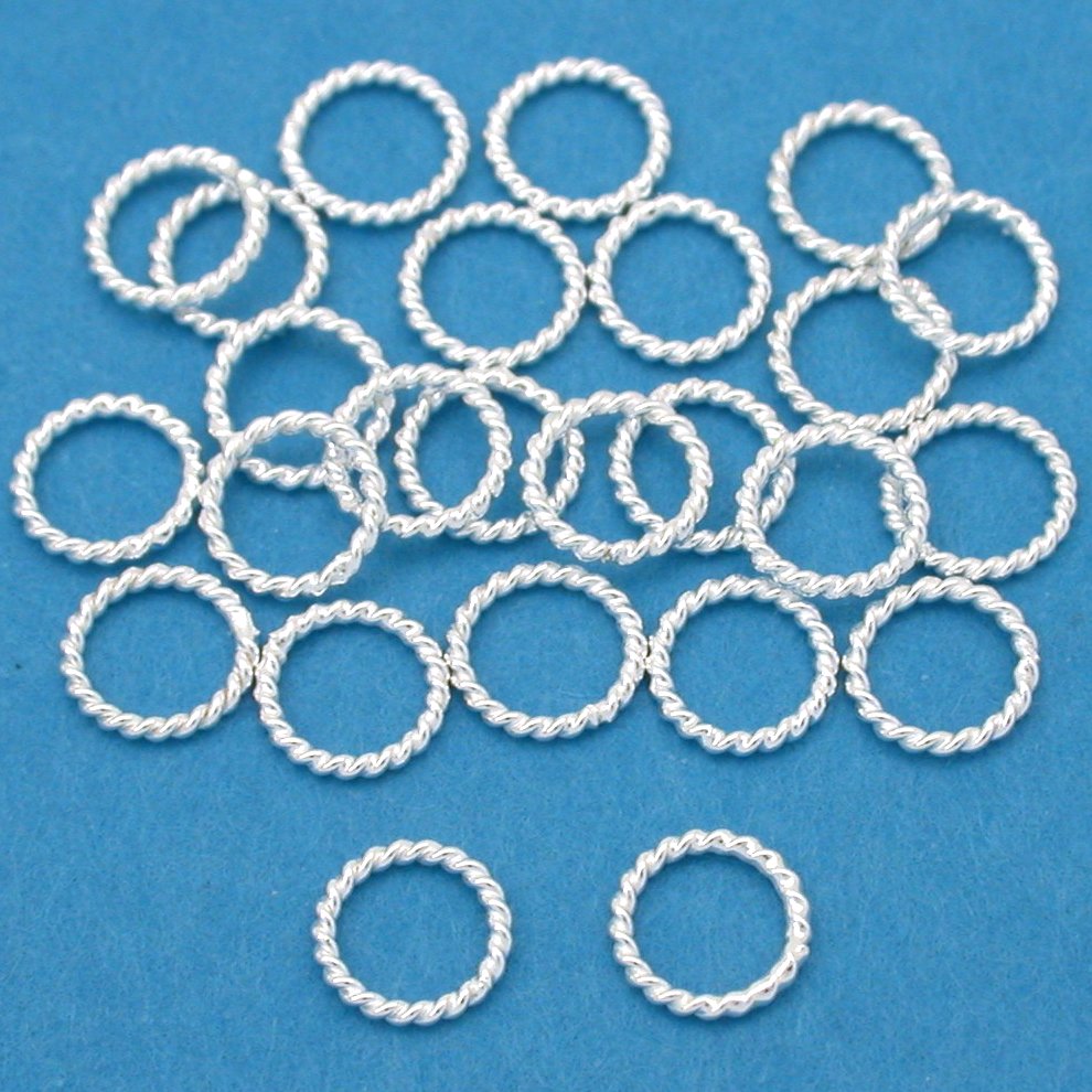 Round Twisted Closed Jump Rings Sterling Silver 19 Gauge 6mm 25Pcs