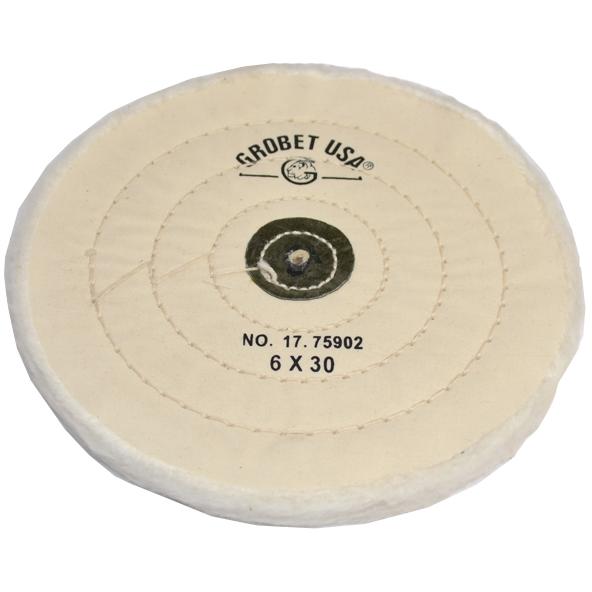 Finex Muslin Buff, 6" x 30 Ply, Leather Center, Item No. 17.75902