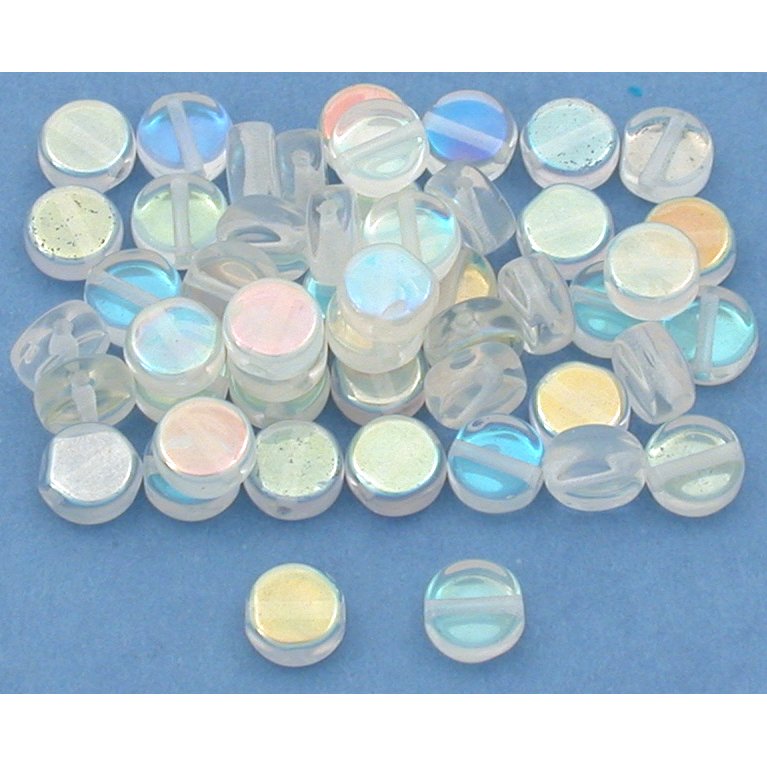 Spacer Czech Glass Beads Clear Iridescent 6mm 50Pcs