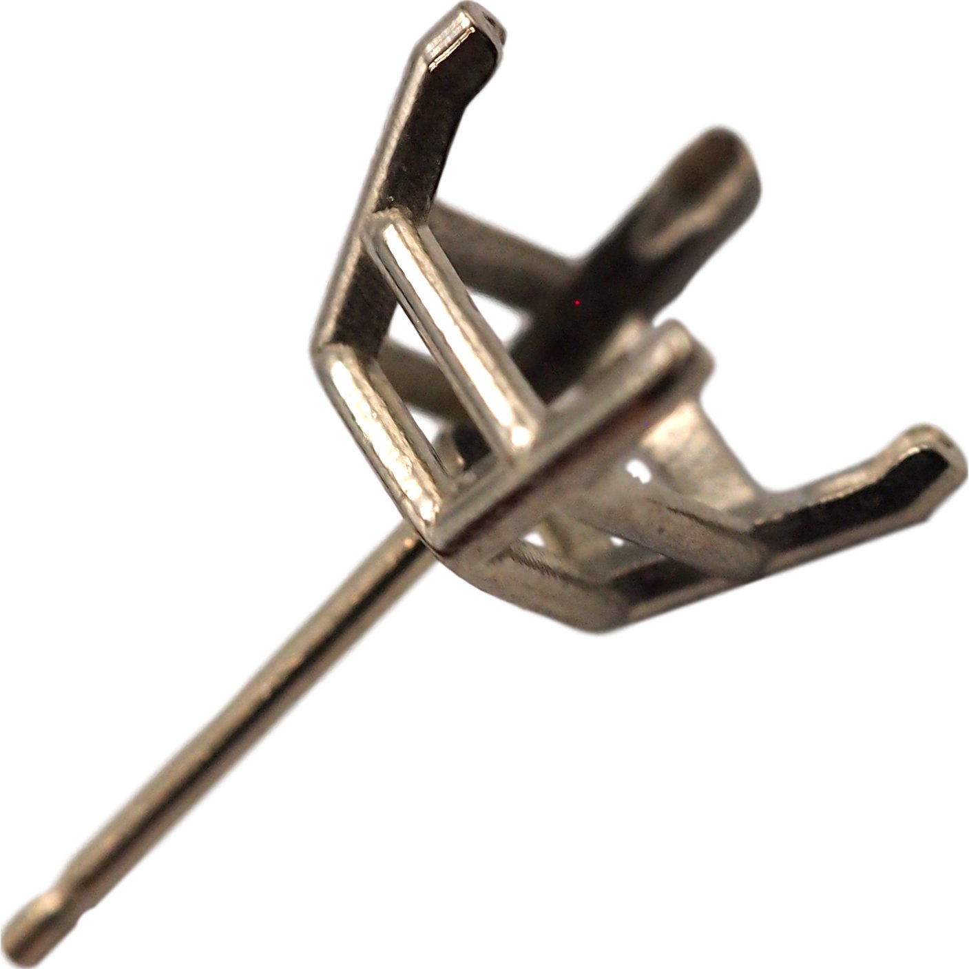 14k White Gold Princess Basket Stud Earring 6 mm