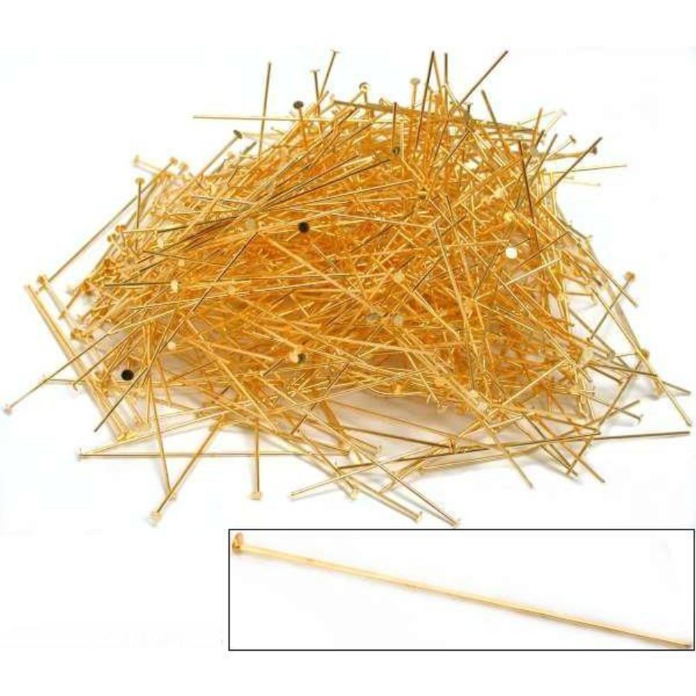 Head Pins Gold Plated 21 Gauge 2" 500Pcs