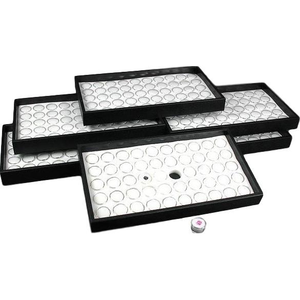 50 White Foam Gem Jars With Display Tray Insert - Gemstone Storage By FindingKing