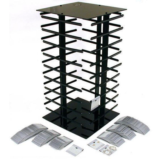 200 Gray Hanging Earring Cards Revolving Display Stand