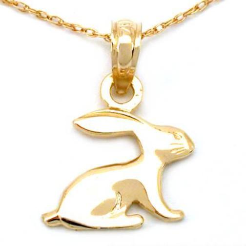 Rabbit Charm 12.5mm & 18" Chain 14k Gold