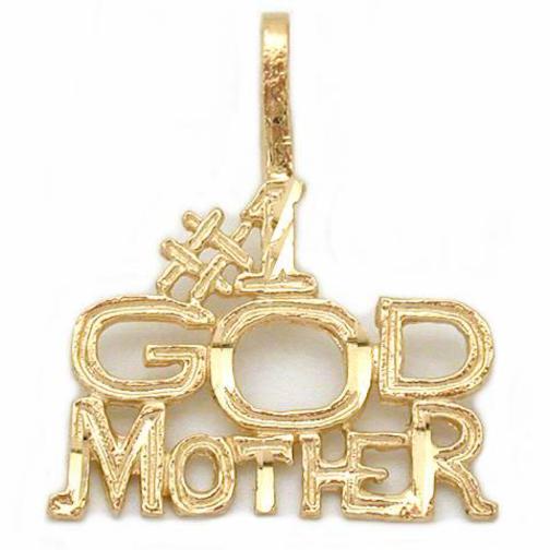 #1 Godmother Charm 17mm & 18" Chain 14k Gold