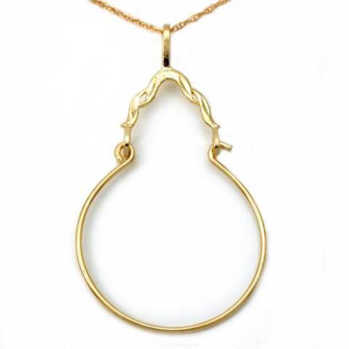 Ribbon Charm Holder 34mm & 18" Chain 14k Gold