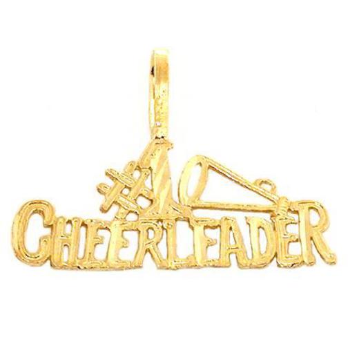 #1 Cheerleader Charm 18mm & 18" Chain 14k Gold