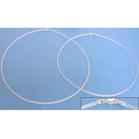 Rubber Cord Necklaces Clear 16" & 18" 2Pcs