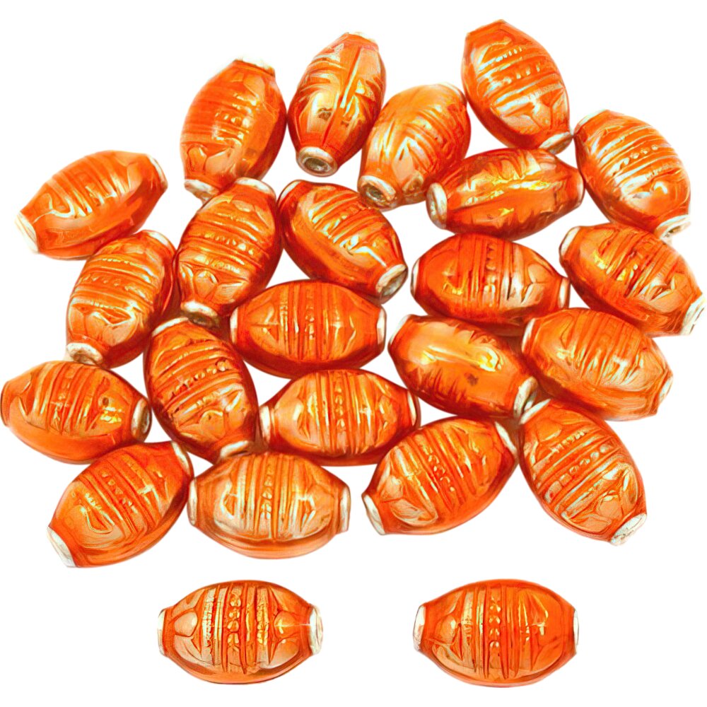 Orange Enamel Sterling Silver Oval Tube Beads Approx 24