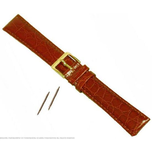 Watch Band Honey Brown Crocodile Grain Leather Watchband Watchmaker Repair 19mm