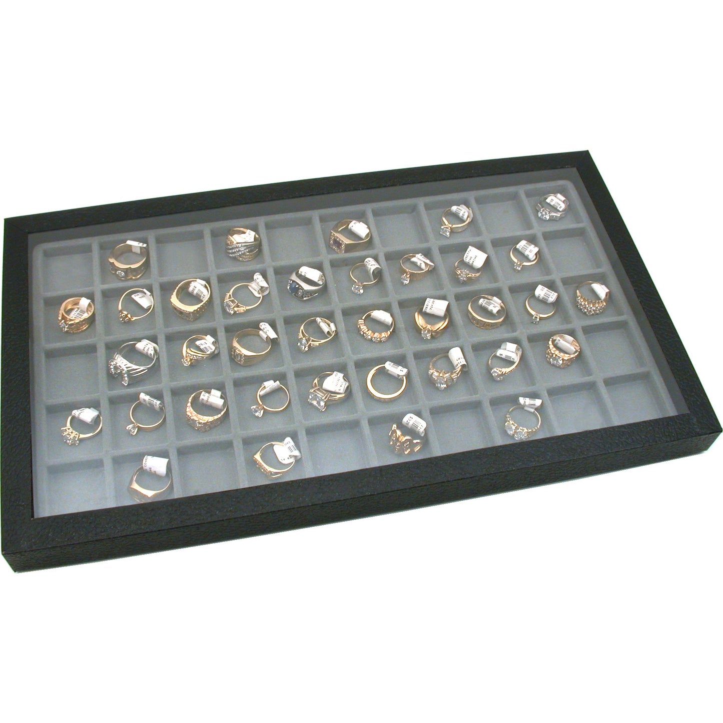 Acrylic Top Trays & Gray Flocked Inserts 10Pcs