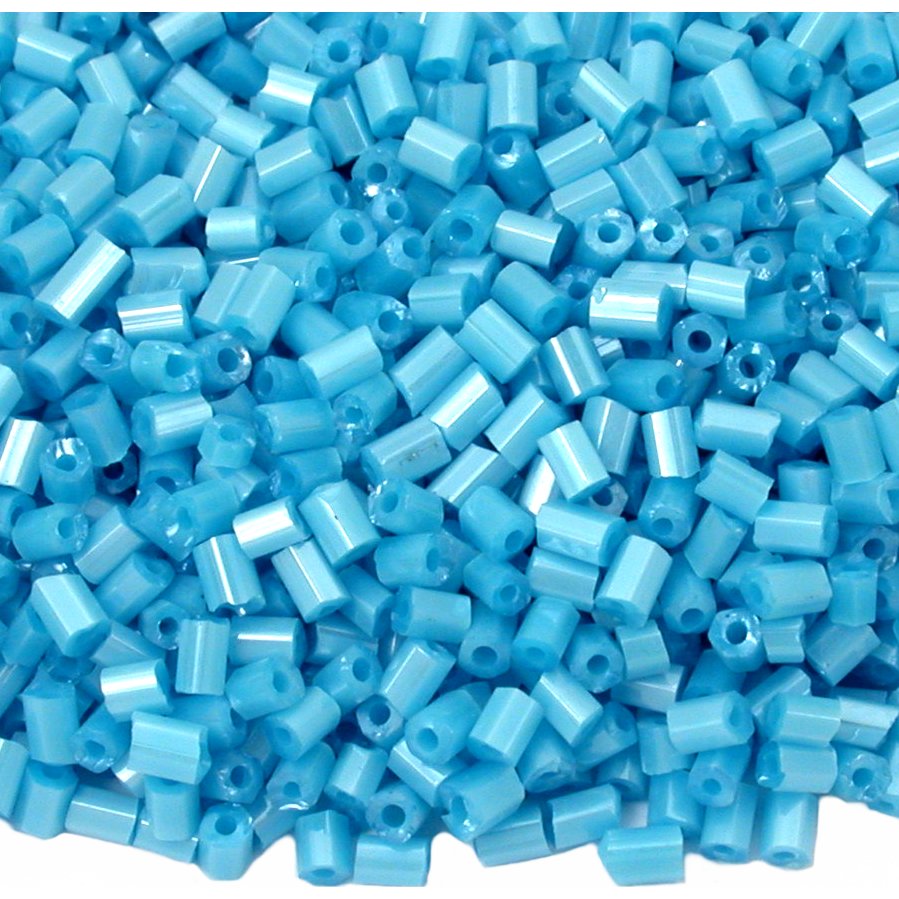 Bugle Glass Beads Pearl Blue #1 80 Grams