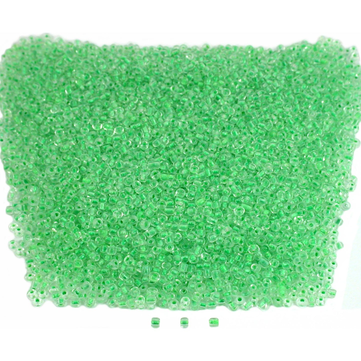 Seed Glass Beads Light Green Lined 12/0 80 Grams