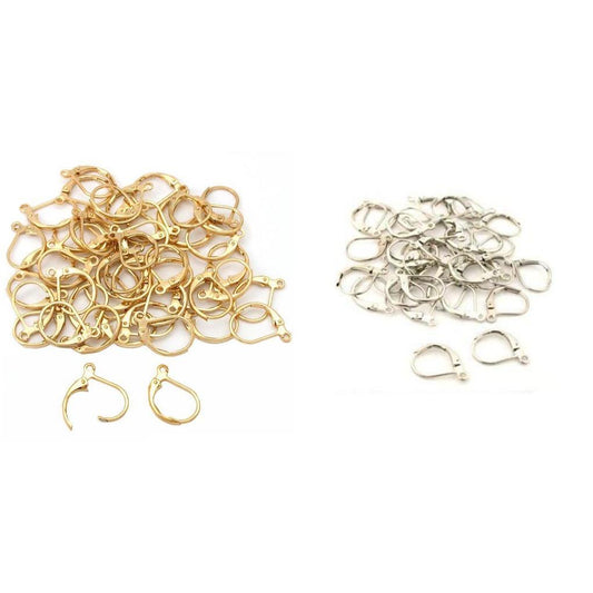 Gold & Nickel Plated Leverback Earrings W/ Open Hoop Jewelry Findings 100 Pcs