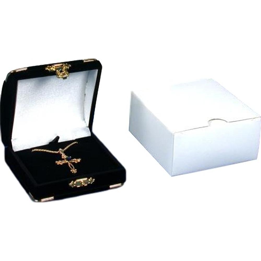 6 Pendant Gift Boxes Black Flocked Jewelry Case Display